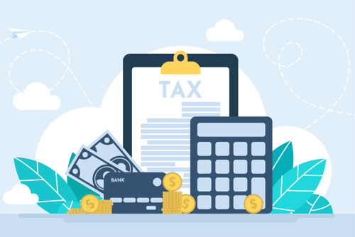 illustration of tax document and calculator